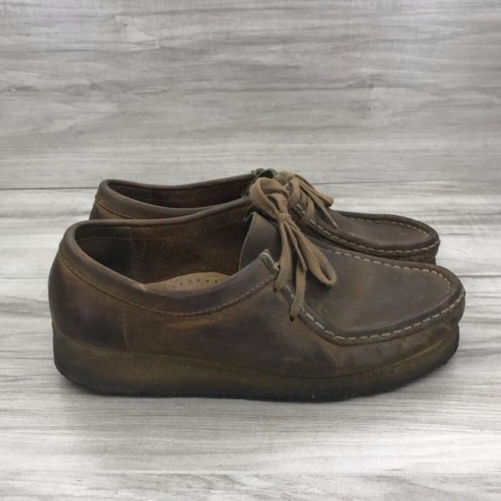 Clarks Brown Leather Wallabee-Style Flats - Picture 2 of 12
